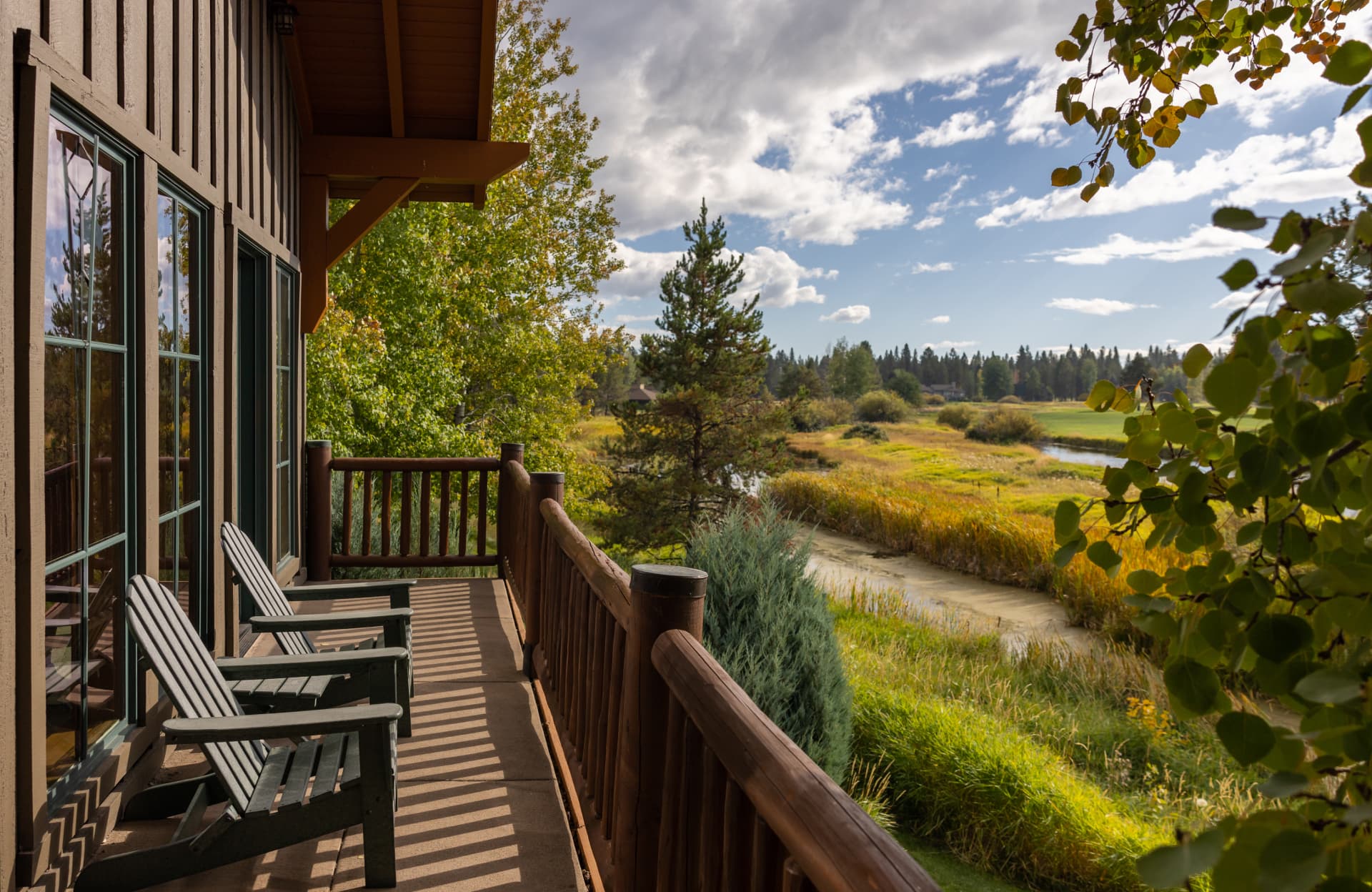 sunriver resort overview with forest in the background