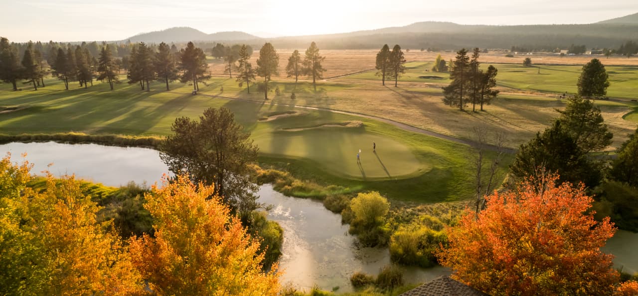 sunriver resort overview with forest in the background