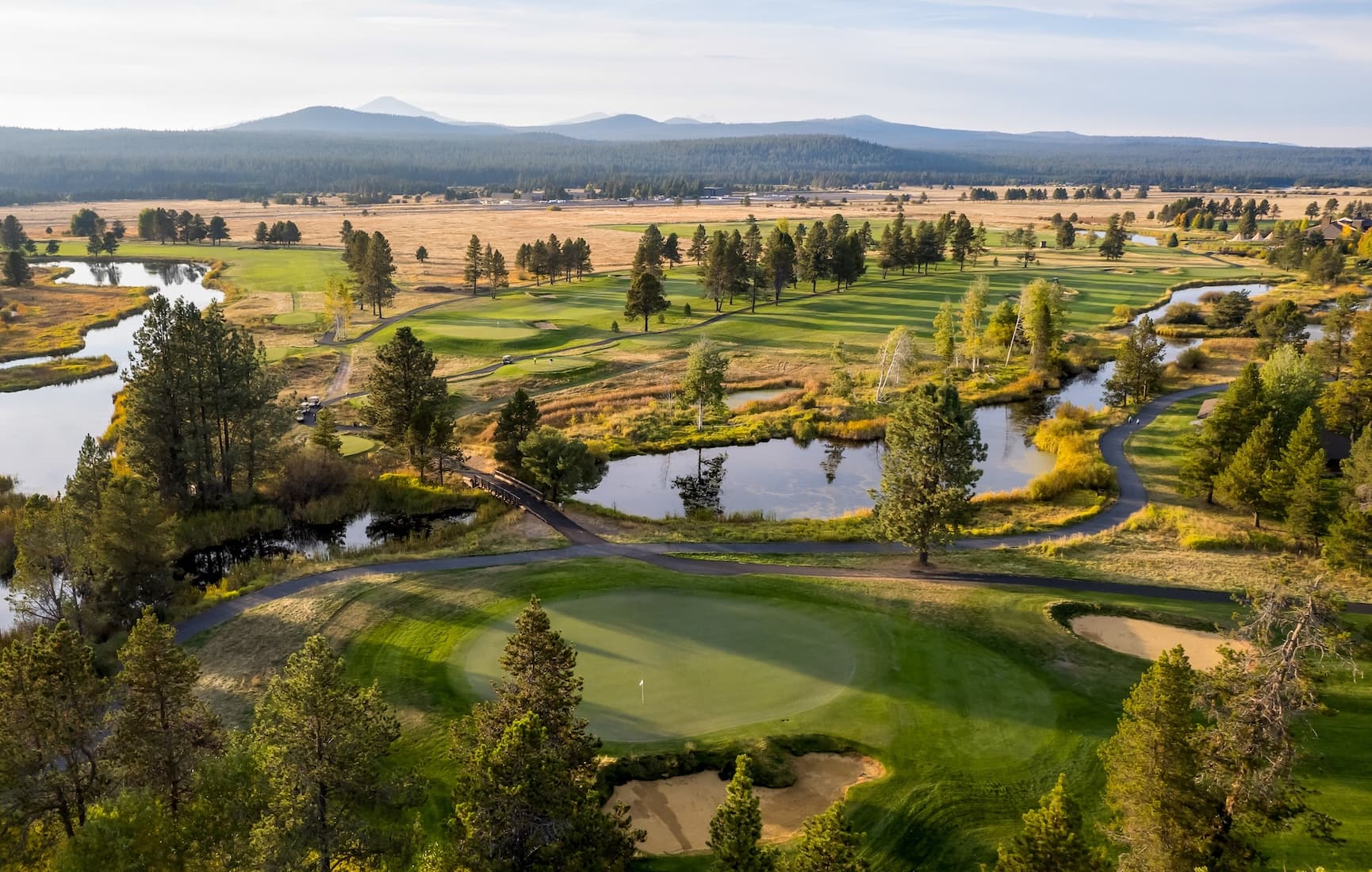 sunriver resort overview with forest in the background