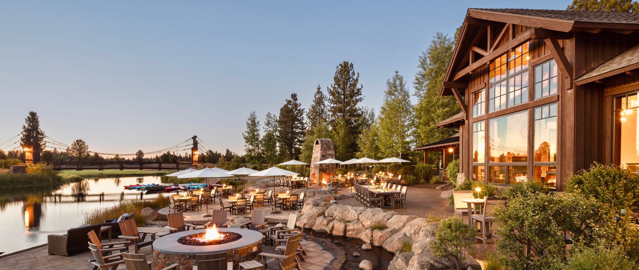 sunriver resort overview with forest in the background