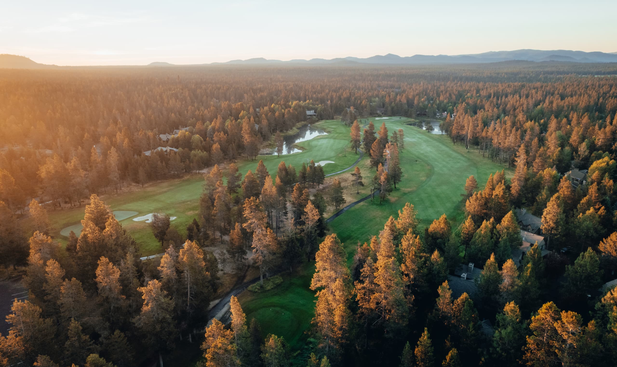 sunriver resort overview with forest in the background